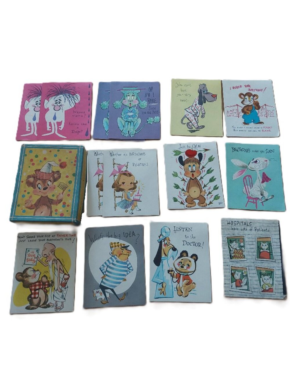Vintage 1950s 1960s Boxed Greeting Cards Lot of 14 Kitsch UNUSED New Old Stock